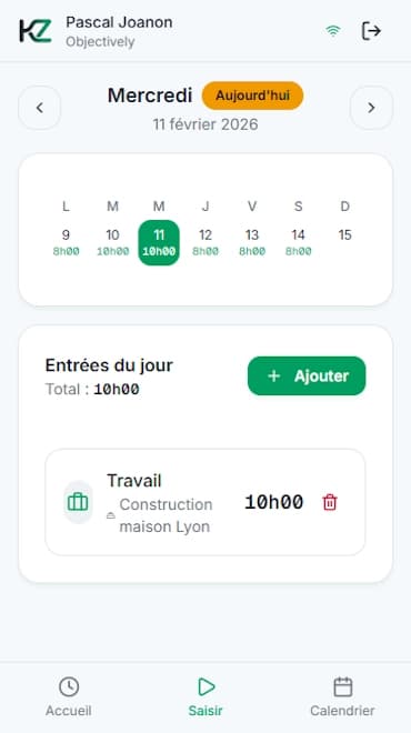 Saisie des heures en 30 secondes
